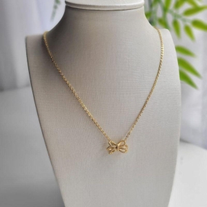 GARGANTILHA LAÇO TRIPLO CRAVEJADO BANHADO A OURO 18K TAM45CM