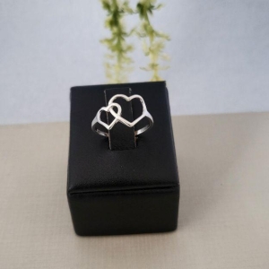 ANEL DOIS CORACOES LISO PRATA