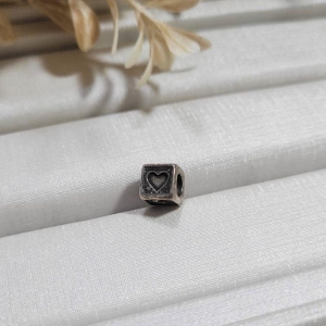 BERLOQUE QUADRADO COM CORACAO PRATA 925