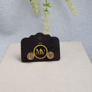 Brinco redondo com zirconias color banhado a ouro 18k