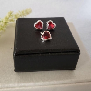 CONJUNTO PEDRA CEREJA PRATA