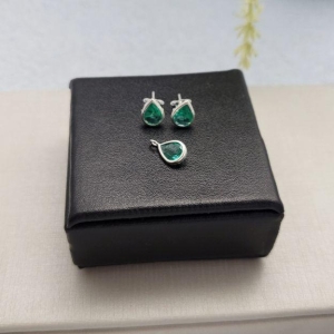 CONJUNTO PEDRA VERDE PRATA