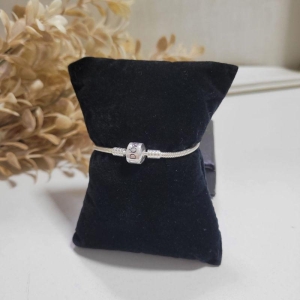 Pulseira pandora com fecho redondo largo prata 925