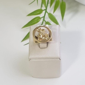 ANEL SÃO JORGE BANHADO A OURO 18K