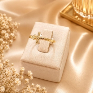 ANEL CRISTO BANHADO A OURO 18K