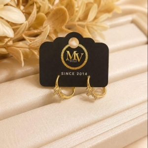 ARGOLA COM CUZ CRAVEJADA PEQUENA BANHADA A OURO 18K