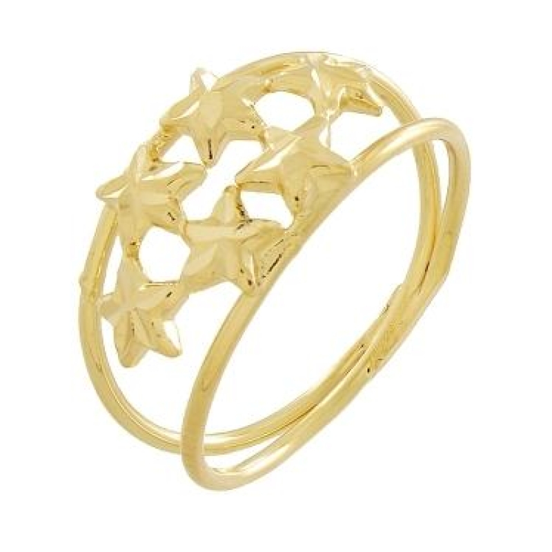 Anel 6 estrelas ourinho banhado a ouro 18k