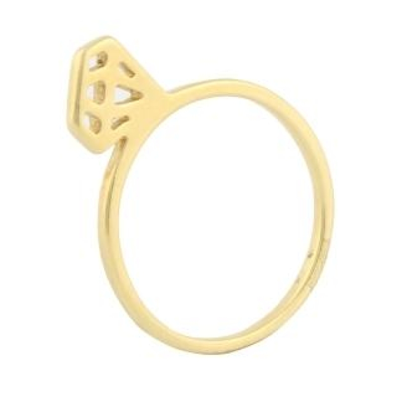 ANEL COM FORMATO DE DIAMANTE BANHADO A OURO 18K