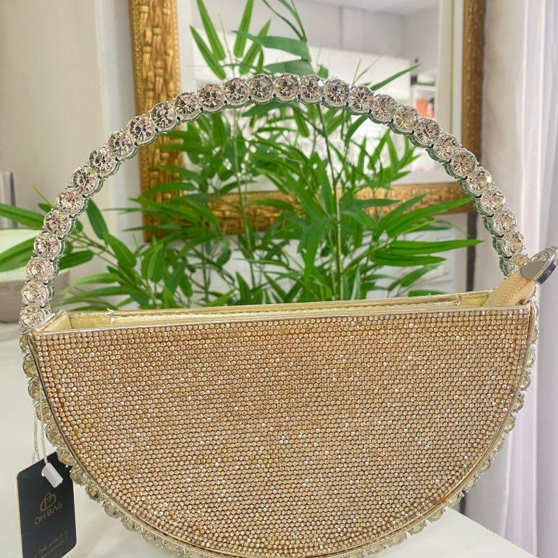 Bolsa de mao festa Lace & lore cor dourada HC-20297