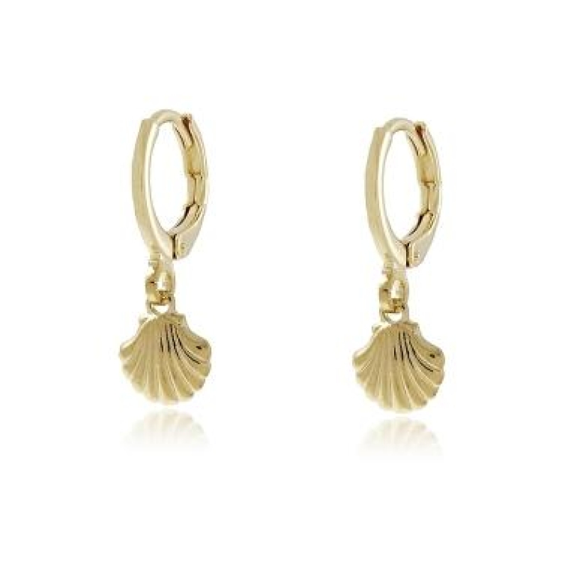 BRINCO ARGOLA CLICK CONCHINHA BANHADO A OURO 18K