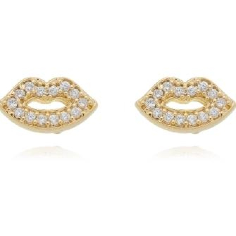 BRINCO BOCA CRAVEJADA PEQUENA BANHADO A OURO 18K