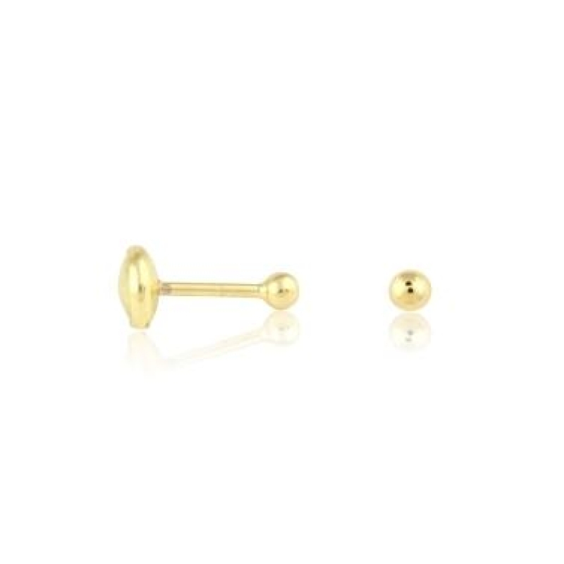 BRINCO BOLINHA MACICA 2MM BABY BANHADO A OURO 18K