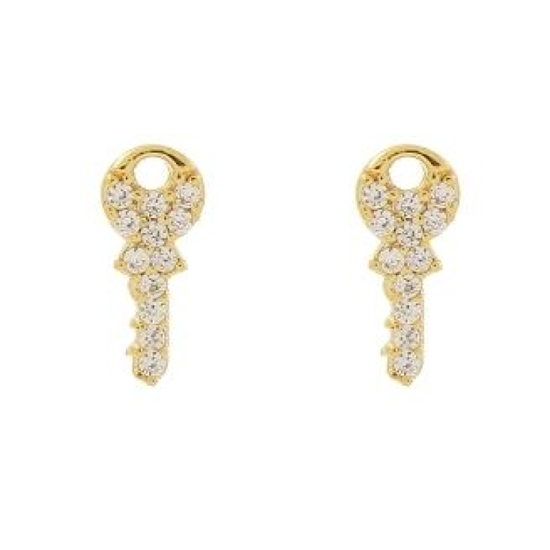 BRINCO CHAVE TODO CRAVEJADO BANHADO A OURO 18K