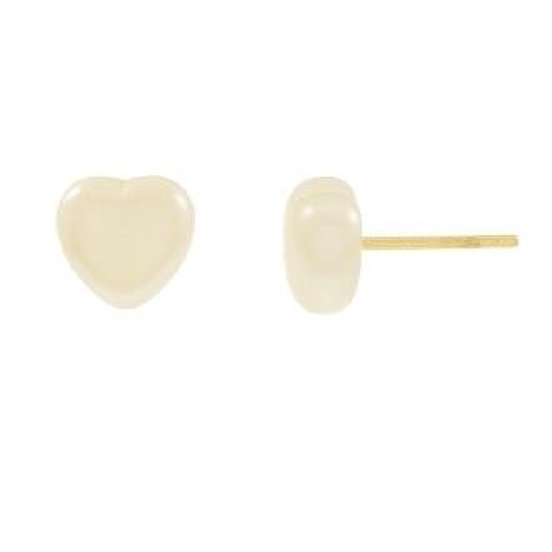BRINCO CORAÇÃO PÉROLA 6MM BANHADO A OURO 18K