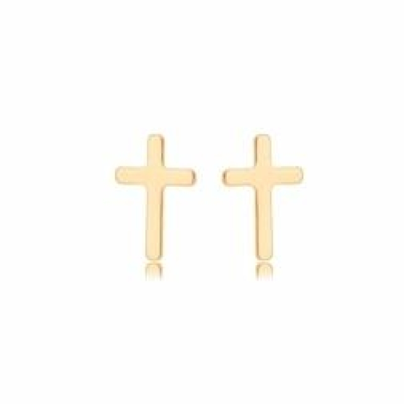 BRINCO CRUZ LISA BANHADO A OURO 18K