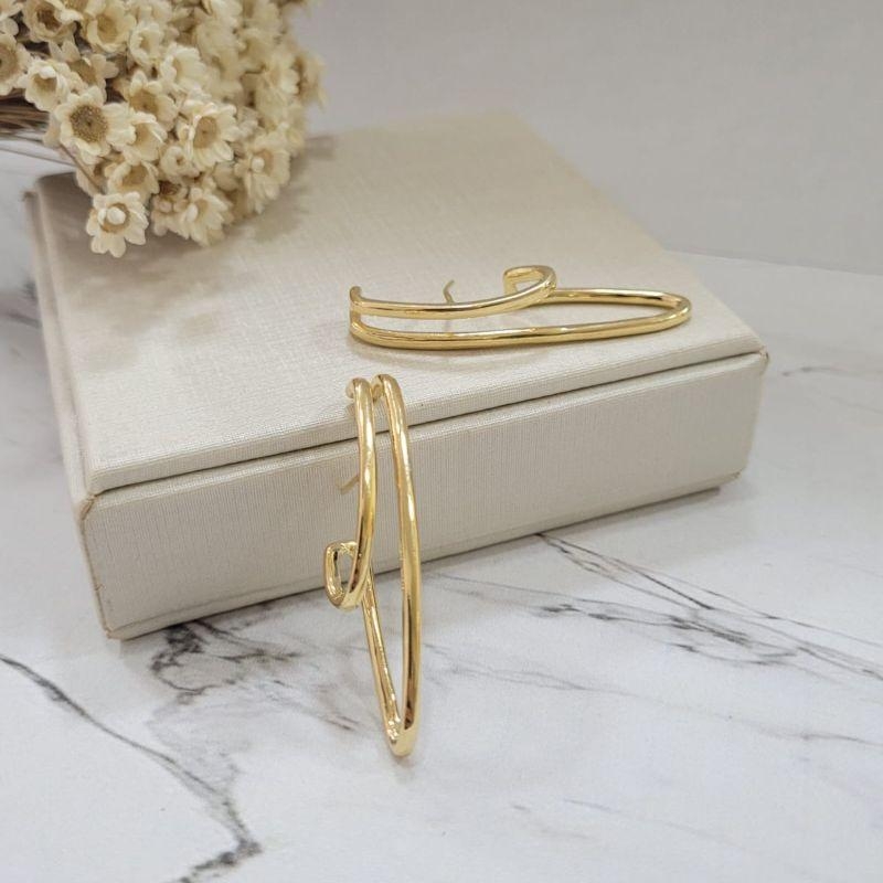 Brinco de aro duplo banhado no ouro 18k