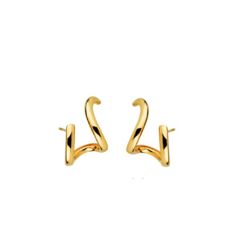 Brinco ear hook dois fios  banhado no ouro 18k