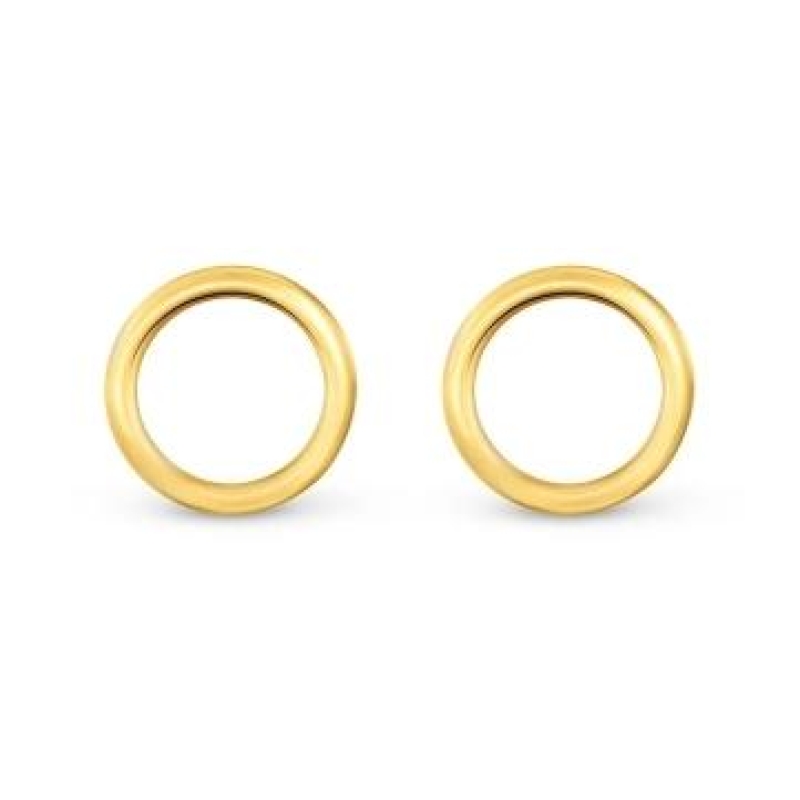 BRINCO ELO REDONDO VAZADAO MÉDIO BANHADO A OURO 18K