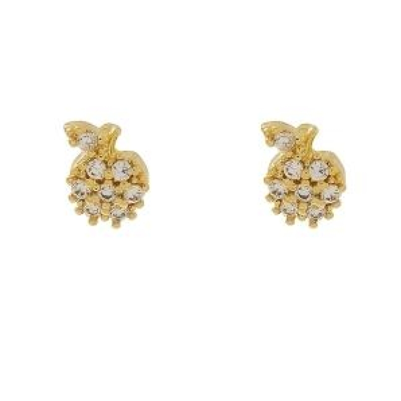 BRINCO MAÇÃ TODO CRAVEJADO BANHADO A OURO 18K