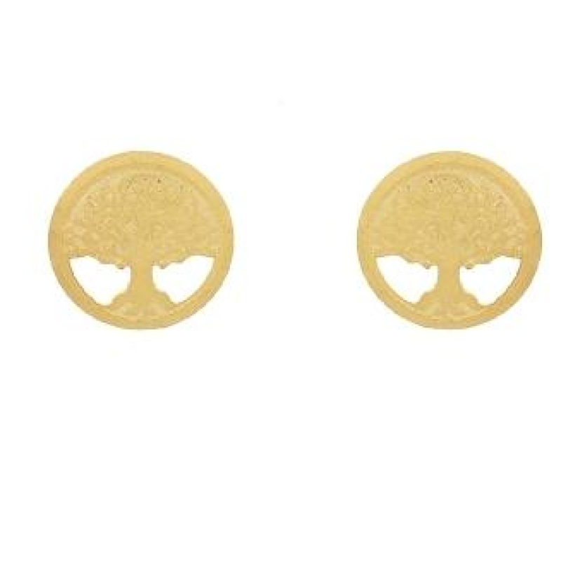 BRINCO OURINHO ARVORE DA VIDA PEQUENO BANHADO A OURO 18K