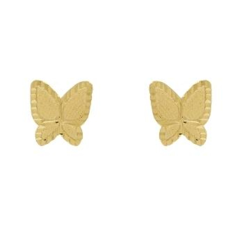 Brinco ourinho borboleta pequena banhado a ouro 18k