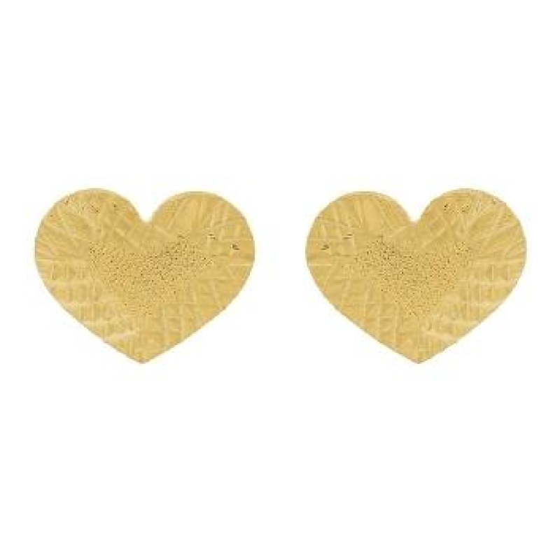 Brinco ourinho coracao cheio medio banhado a ouro 18k