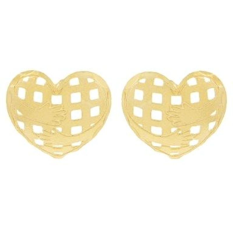 BRINCO OURINHO CORAÇÃO COM ABRAÇO BANHADO A OURO 18K
