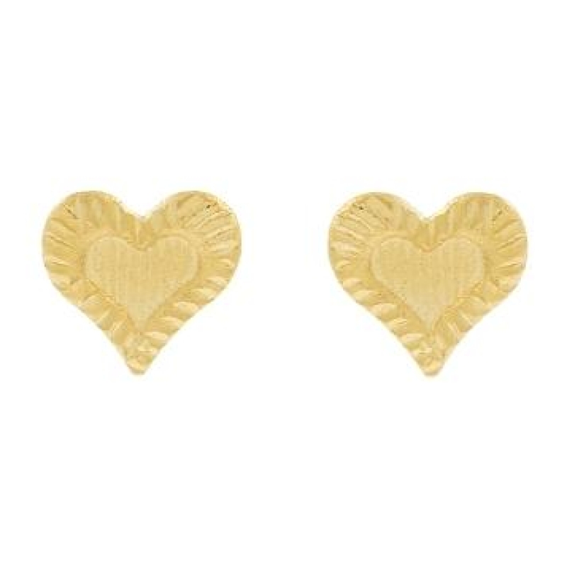 Brinco ourinho coracao pequeno pontudinho banhado a ouro 18k