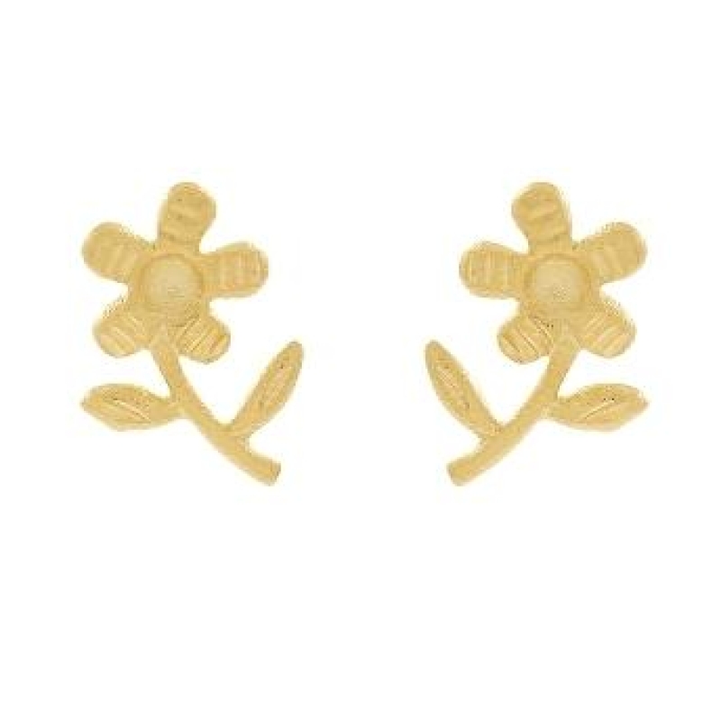 BRINCO OURINHO FLOR PEQUENA BANHADO A OURO 18K