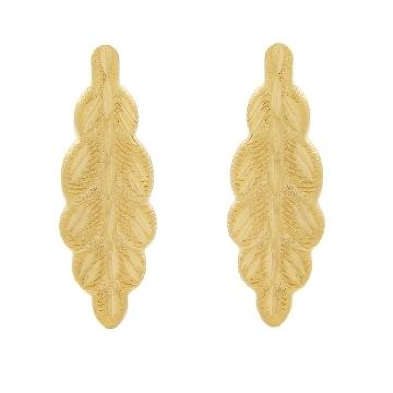 BRINCO OURINHO FOLHA TRABALHADA BANHADO A OURO 18K
