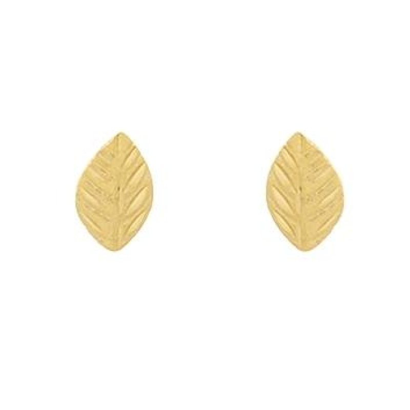 BRINCO OURINHO FOLHINHA TRABALHADA BANHADA A OURO 18K