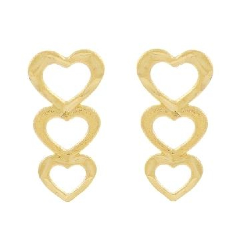 BRINCO OURINHO TRES CORACOES BANHADO A OURO 18K