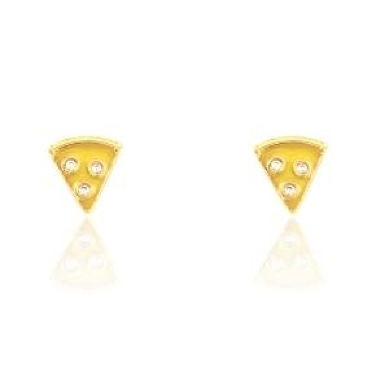 BRINCO PIZZA INFANTIL COM RESINA BANHADO A OURO 18k