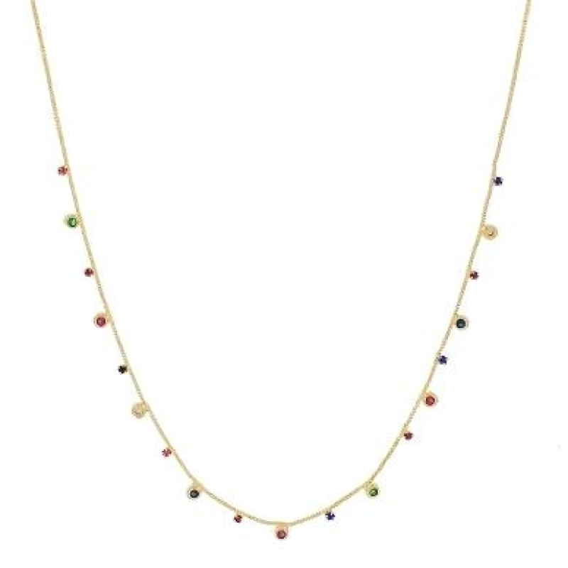 Chocker com zirconias coloridas banhada a ouro 18k