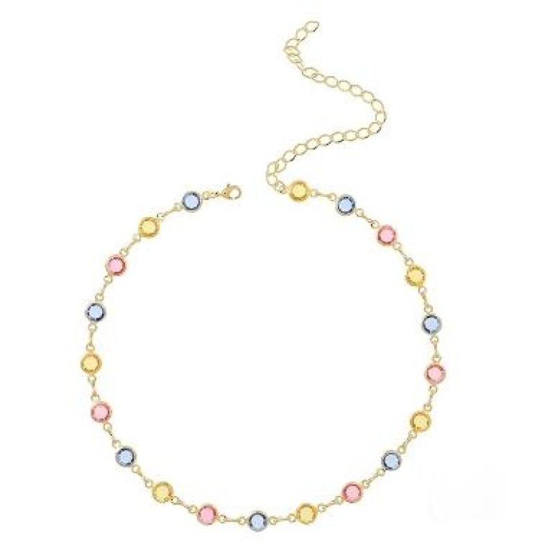 CHOCKER PEDRAS REDONDAS COLORIDAS BANHADA A OURO 18K