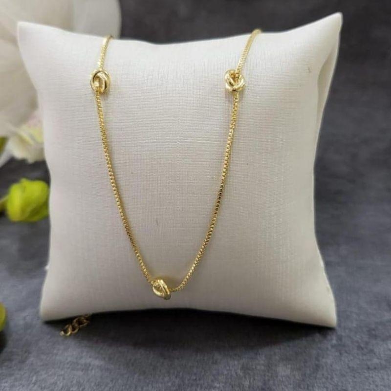 CHOCKER VENEZIANA COM VARIOS NÓS BANHADO A OURO 18K