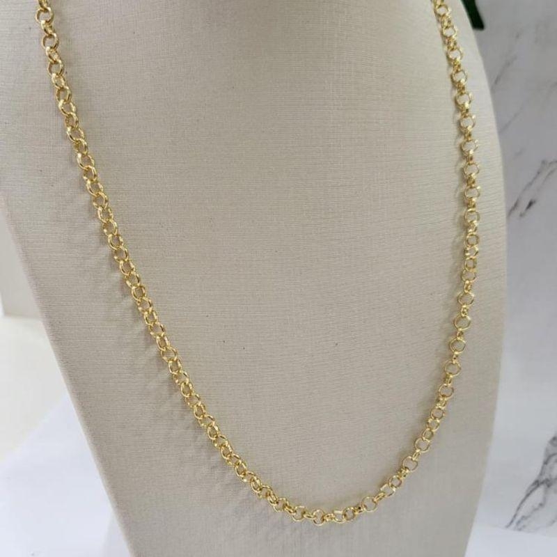 Corrente elo portugues 4mm banhado a ouro 18K