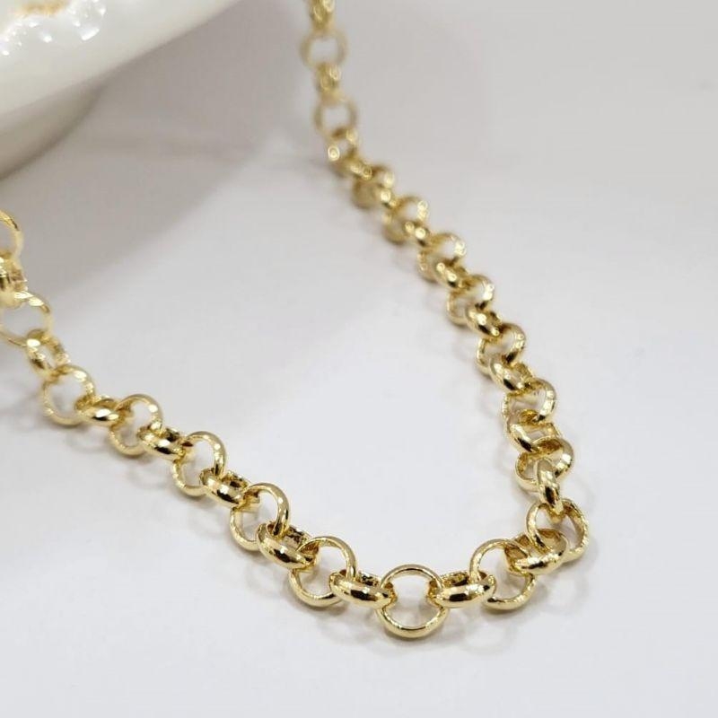 Corrente elo portugues 5mm banhado a ouro 18k