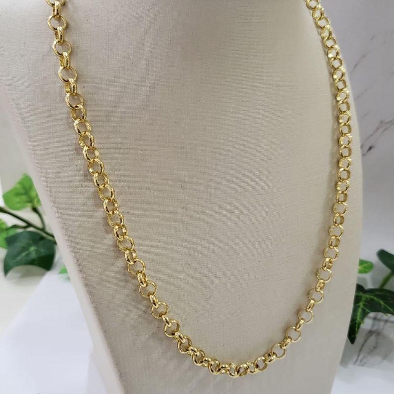 Corrente elo portugues 6mm banhado a ouro 18k