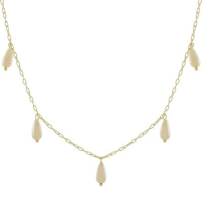 Gargantilha com cinco perolas alongadas banhado a ouro 18k TAM40CM