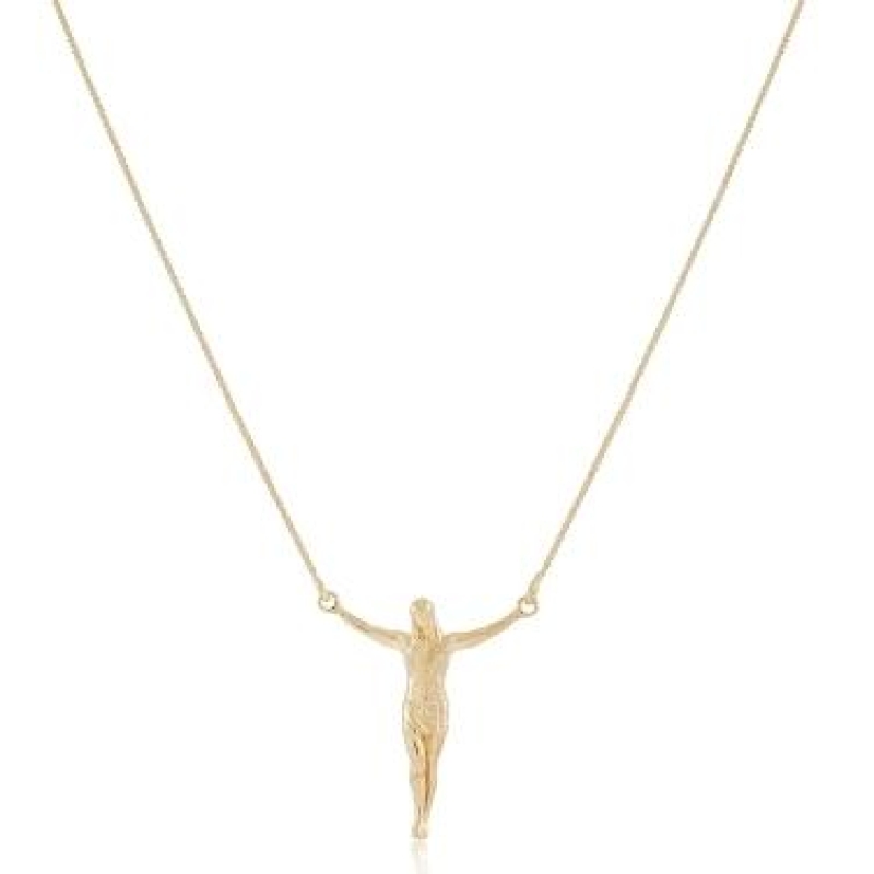 GARGANTILHA COM PINGENTE CRISTO BANHADO A OURO 18K