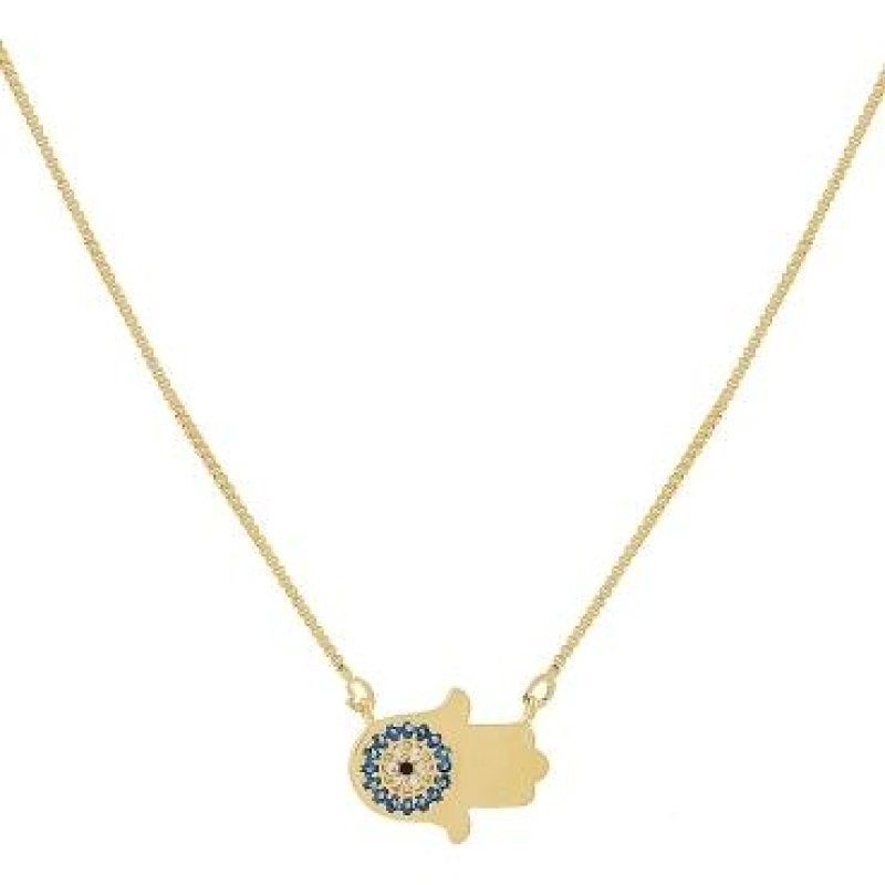 GARGANTILHA MAO DE FÁTIMA CRAVEJADA BANHADA A OURO 18K