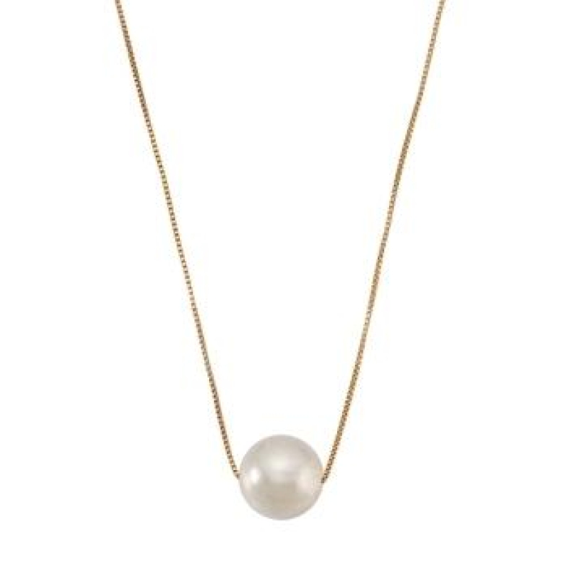 GARGANTILHA PINGENTE PEROLA GRANDE BANHADO A OURO 18K TAM55CM