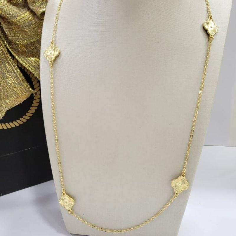 Gargantilha vintage alhambra trevo banhado a ouro 18k