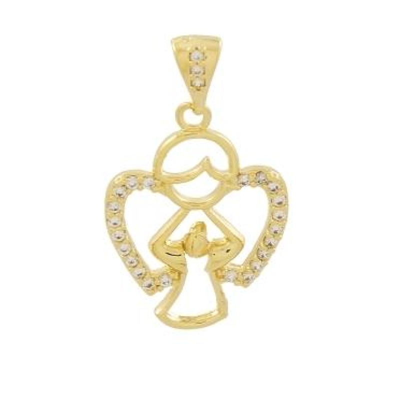 PINGENTE ANJO CRAVEJADO BANHADO A OURO 18K