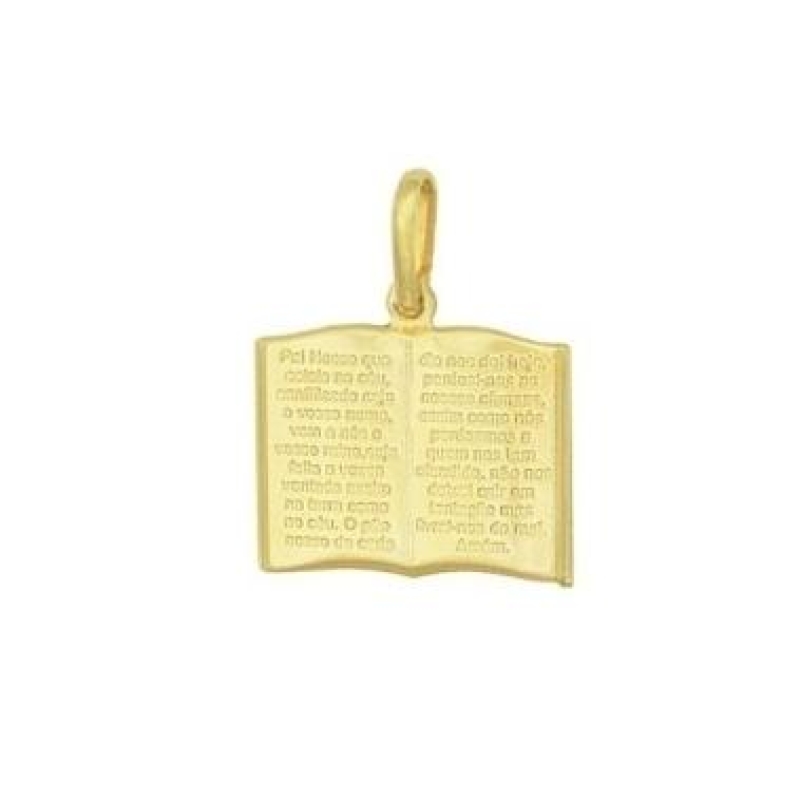 PINGENTE BIBLIA PAI NOSSO BANHADO A OURO 18K