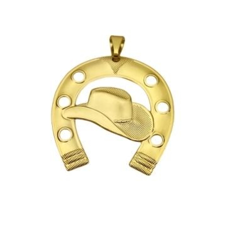 PINGENTE CHAPÉU COM FERRADURA BANHADO A OURO 18K