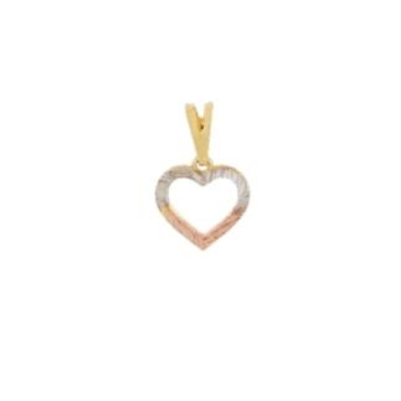 PINGENTE CORAÇÃO RENDADA 3 CORES BANHADO A OURO 18K