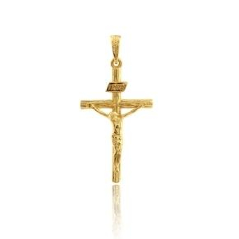 PINGENTE CRUCIFIXO COM CRISTO BANHADO A OURO 18K