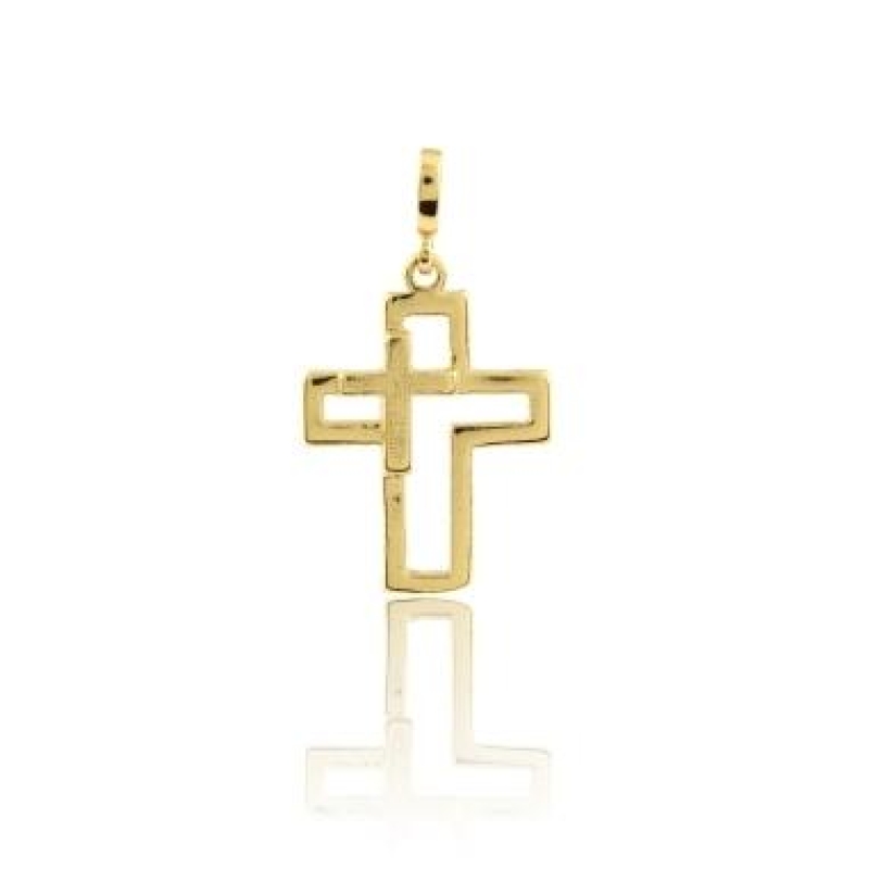 PINGENTE CRUZ COM CRUZ MENOR DENTRO BANHADO A OURO 18K